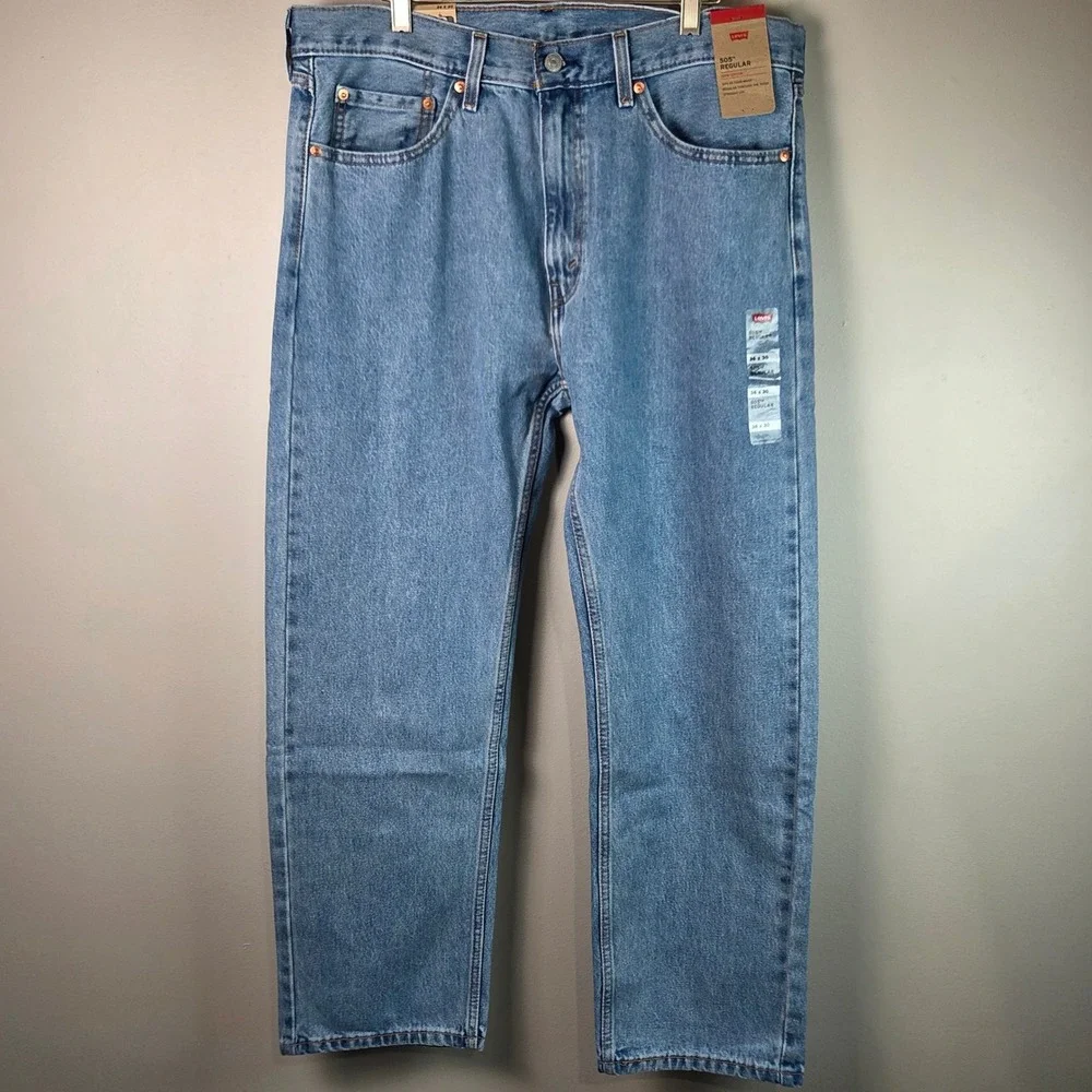 Levi's 505 Regular Fit Mens 36x30 Light Wash NWT Straight Leg Jeans 005054834